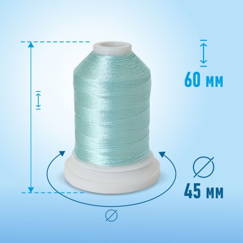 Нитки вышивальные 120D/2 1000 ярд B142 светло-бирюзовый 100% ПЭ (1 шт)