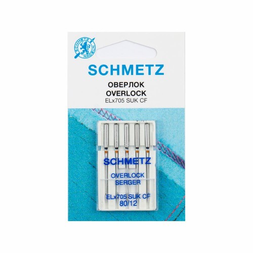 Иглы для бытовых швейных машин Shcmetz ELx705 SUK (overlock) NM80 5 шт.