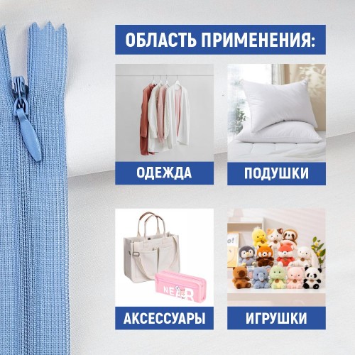 Молния потайная т3 20 см н/р С546 голубой джинс (1 шт)