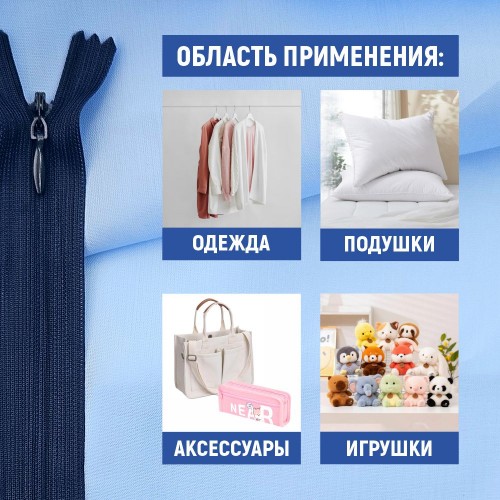 Молния потайная т3 20 см н/р С058 т.синий (100 шт)