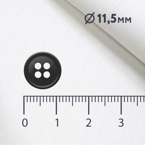 Пуговица P-003, 11.5мм/4, черный ( 12 шт)