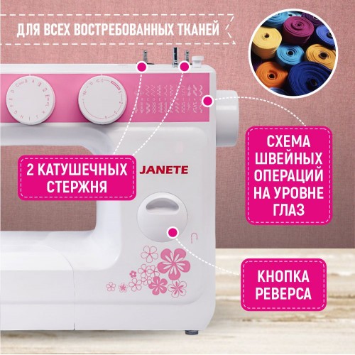 Машина швейная бытовая JANETE 989 (pink)