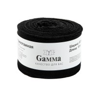 Лента окантовочная 60 мм Окантовка трикотажная (рибана) "Gamma" 95\% хлопок, 5\% эластан 10 м № 002 ЧЕРНЫЙ