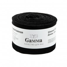 Лента окантовочная 60 мм Окантовка трикотажная (рибана) "Gamma" 95\% хлопок, 5\% эластан 10 м № 002 ЧЕРНЫЙ