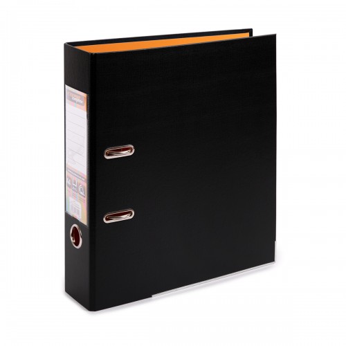 Expert Complete BLACK&COLOR/Черный и цветной Регистратор PVC/ПВХ, 2-х стороннее покрытие, мет.уг. 75 мм 10 шт. Trend A4 арочный механ. лён черный/оранжевый ЕС100262112
