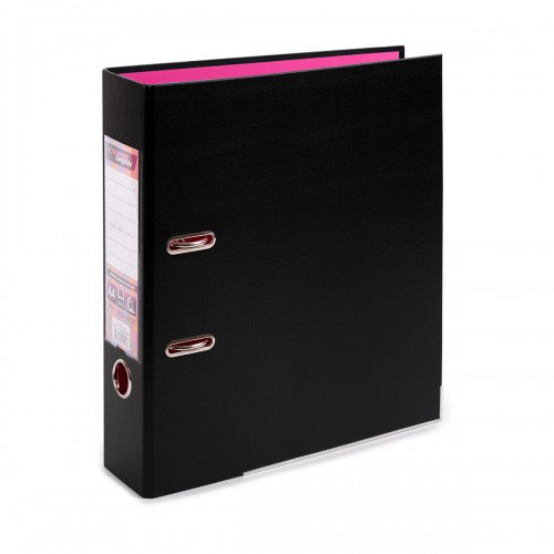Expert Complete BLACK&COLOR/Черный и цветной Регистратор PVC/ПВХ, 2-х стороннее покрытие, мет.уг. 75 мм 10 шт. Trend A4 арочный механ. лён черный/розовый ЕС100262113
