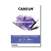Canson Альбом для смешанных техник Graduate Mix Media 200 г/м2 A5 склейка с одной стороны 20 л. C400110376 Белый
