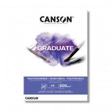 "Canson" Альбом для смешанных техник "Graduate Mix Media" 200 г/м2 A5 склейка с одной стороны 20 л. C400110376 Белый