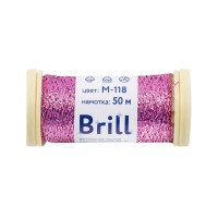 Нитки для вышивания Gamma Brill мулине М металлик 100\% полиэстер 5 x 50 м M-118 яр. розовый