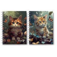 ЗК110 Светоч Записная книжка на гребне A6 120 л. 4 шт. клетка Муркоша 01183