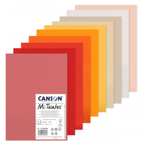 Canson Бумага для пастели Mi-Teintes 160 г/м2 A4 21 х 29.7 см лист 10 л. Теплые оттенки C31032S056