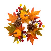 Blumentag WDM-08 Мини-венок осенний с тыквами, шишками и ягодами d 8.5 см 3 х 1 шт. 01