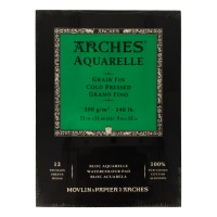 Arches Альбом для акварели CP Watercolour 100\% хлопок 300 г/м2 23 х 31 см склейка с одной стороны 12 л. A1795092 мелкозернистая