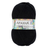 Пряжа ARACHNA Носочная 50\% шерсть, 50\% акрил 5 шт. х 100 г 250 м №08 Черный