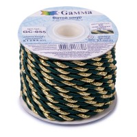 Шнур "Gamma" 5.5 мм GC-055 витой 9.1 м №036/под золото изумруд