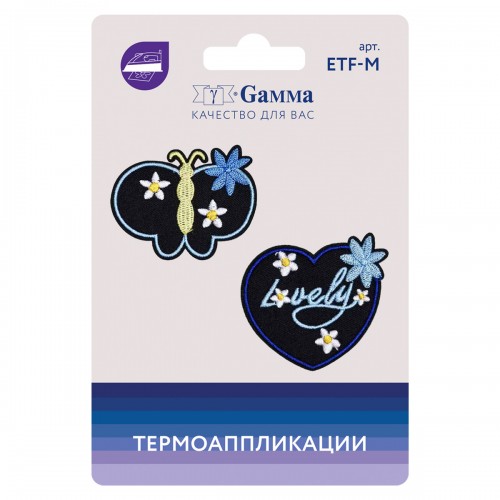 Gamma ETF-M Термоаппликации № 02 2 шт 02-204 Бабочка и сердце 3.5 х 4 см