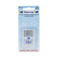 Иглы для быт. шв. машин "Gamma" NU № 80 универсальные 5 шт в блистере №80