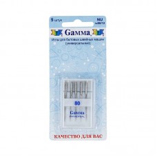 Иглы для быт. шв. машин "Gamma" NU № 80 универсальные 5 шт в блистере №80