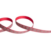 Лента атласная 12 мм ( 1/2 ) Gamma ALP-122 с рисунком 22.8 м O24/112 орнамент/красный