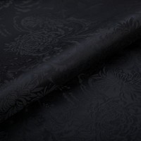 Ткань подкладочная Gamma Taffeta с рисунком JTR 52\% полиэстер, 48\% вискоза 145 см №110 черный (растительный орнамент)