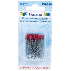 Gamma PH-010 Иглы для закалывания со стеклянными головками сталь 100 шт 36 мм в блистере в пластиковой коробке