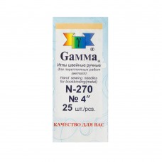 Иглы для шитья ручные Gamma N-270 для перепленых работ 4 25 шт. в конверте .
