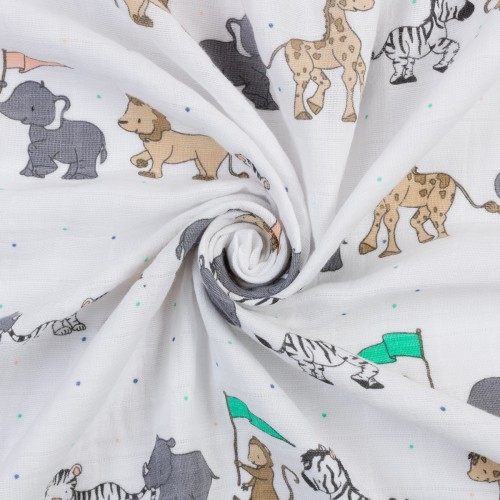 Ткань PEPPY Ткань муслиновая ФАСОВКА SMD EMBRACE 100\% хлопок 100 х 125 см Shannon Fabrics animal parade opal