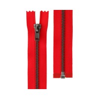 Молния Металл оксид (черный никель) ZIP 5B однозамковая 55 см Тип 5 10 шт разъёмная Gamma №145 т.красный