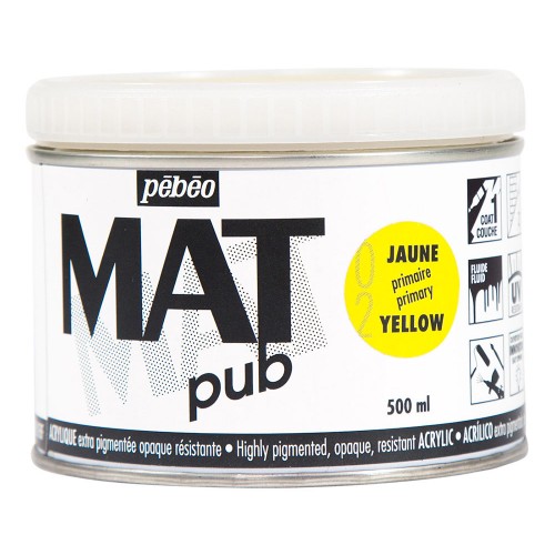 Краска акриловая PEBEO экстра матовая Mat Pub №2 500 мл 257002 желтый основной