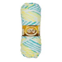 Пряжа ADELIA BABY MIMI 100\% полиэстер 5 шт. х 100 г 80 м №02 белый-лимонный-св.бирюзовый-бирюзовый