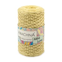 Пряжа ARACHNA Macrame Mini Lurex 75\% хлопок, 15\% полиэстер, 10\% люрекс 4 шт. х 250 г 200 м №124 св.желтый-золото