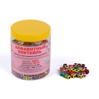 Бусина Hobbius пластик ABFC 6 мм 5 х 100 г №03 алфавитный коктейль яркий