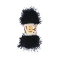 Пряжа VISANTIA КУЗУ / KUZU 70\% полиэстер, 30\% нейлон 5 шт. х 100 г 55 м №15 ЧЁРНЫЙ