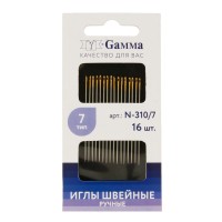 Иглы для шитья ручные Gamma N-310/7 для шитья №7 16 шт. в конверте с прозрачным дисплеем .