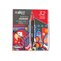Carioca Plus Набор скетч маркеров 2 мм 32 цв. кисть/перо скошенное 45242