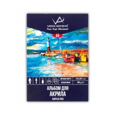 "VISTA-ARTISTA"   Альбом для акриловой живописи   PAW-A4   290 г/м2  A4   30 х  21 см  склейка с одной стороны   в полиэтиленовой пленке   12 л. "Маяк"