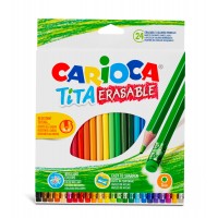 Carioca Tita Erasable Карандаши цветные пластиковые заточенный 24 цв. 42938 с ластиком