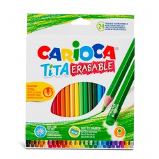 Carioca Tita Erasable Карандаши цветные пластиковые заточенный 24 цв. 42938 с ластиком