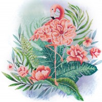 Кристальная (алмазная) мозаика ФРЕЯ ALBP-281 постер Тропический фламинго 30 х 30 см