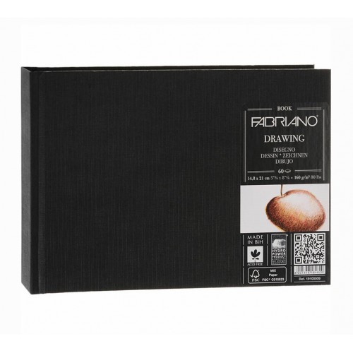 Fabriano Блокнот для графики Drawing Book 160 г/м2 A5 14.8 х 21 см сшивка 60 л. 19100009 шероховатая