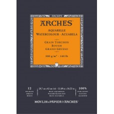 Arches Альбом для акварели RG Watercolour Rough 100\% хлопок 300 г/м2 42 х 29.7 см склейка с одной стороны 12 л. A1795104 крупнозернистая