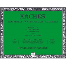 Arches Альбом для акварели CP Watercolour 100\% хлопок 300 г/м2 36 х 28 см склейка с четырех сторон 20 л. A1711600 среднезернистая