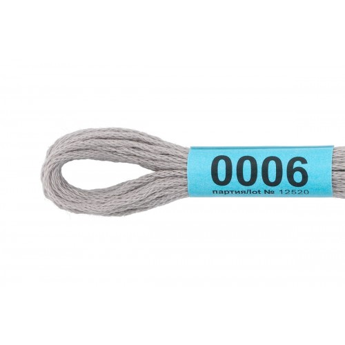 Нитки для вышивания "Gamma"    мулине  ( 0001-0206 )  100\% хлопок   24 x  8 м №0006 св.серый