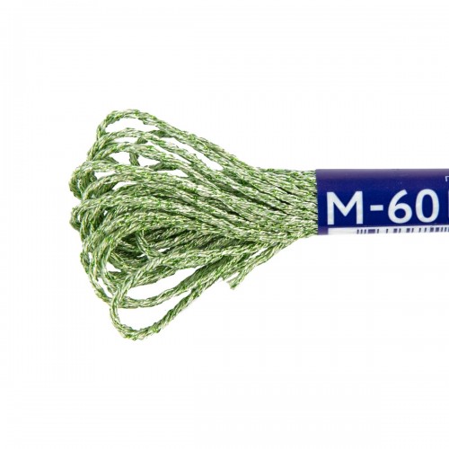 Нитки для вышивания "Gamma"   мулине NM   металлик   100\% полиэстер   12 x  6 м M-60 белый/салатовый
