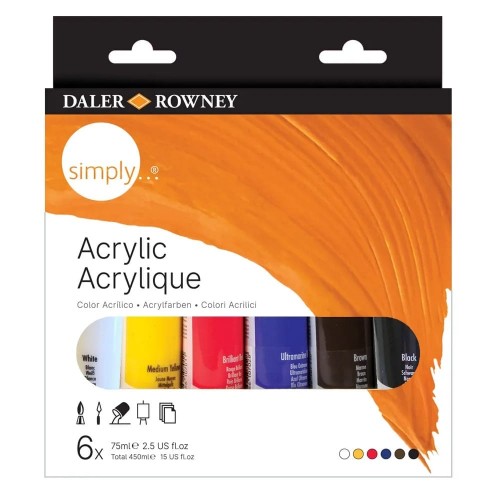 Краска акриловая "Daler Rowney"   набор Simply   6 цв. х  75 мл 126500025