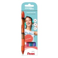 "Pentel"   Набор гелевых автоматич.ручек Pentel EnerGel BL107 в карт. упаковке,  0.7 мм, 4 цвета  d 0.7 мм  4 шт. BL107-4COL цвет чернил: ассорти