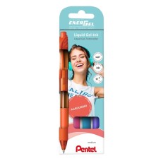 "Pentel"   Набор гелевых автоматич.ручек Pentel EnerGel BL107 в карт. упаковке,  0.7 мм, 4 цвета  d 0.7 мм  4 шт. BL107-4COL цвет чернил: ассорти