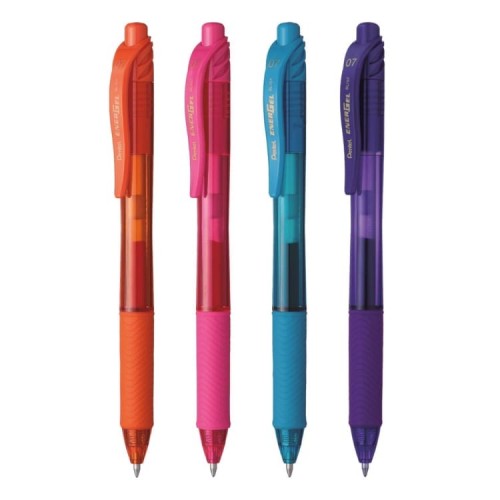 "Pentel"   Набор гелевых автоматич.ручек Pentel EnerGel BL107 в карт. упаковке,  0.7 мм, 4 цвета  d 0.7 мм  4 шт. BL107-4COL цвет чернил: ассорти