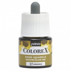Краска акварель "PEBEO"   акварельные чернила Colorex   45 мл 417037 зелено-золотистый