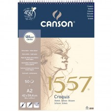 "Canson"   Альбом для графики 1557   120 г/м2  A4   42 х  59.4 см  склейка с одной стороны   50 л. C204127420